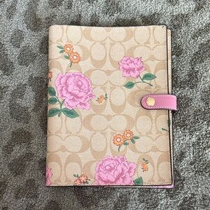 Coach Floral Tan and Pink Notebook Cover